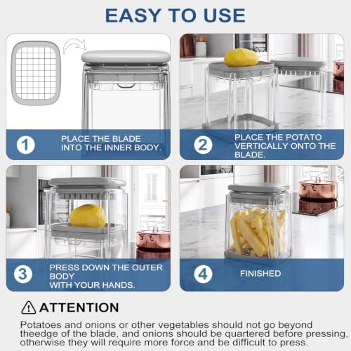 Commercial Veggie Chopper, 4-Blade Set for Fast Fries