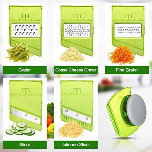 Mandoline Slicer Thickness Adjustable, FITNATE 9 in 1 Vegetable Chopper and Slicer with 5 Replaceable Slicing Blades, Cheese Slicer Salad Chopper with Container, Great for Salad and Cheese - Image 4