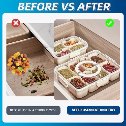 8-Compartment Snackle Box with Handle | Divided Snack Tray