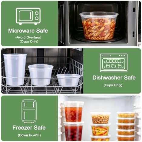 Deli Containers with Lids 48 Sets, 32/16/8 oz X 16 Set Each