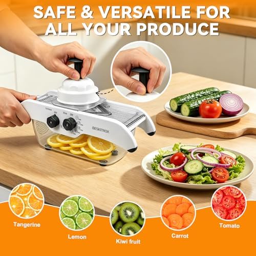 5-Speed Adjustable Mandoline Slicer Manual Veggie Cutter with Safety Guard - Image 3