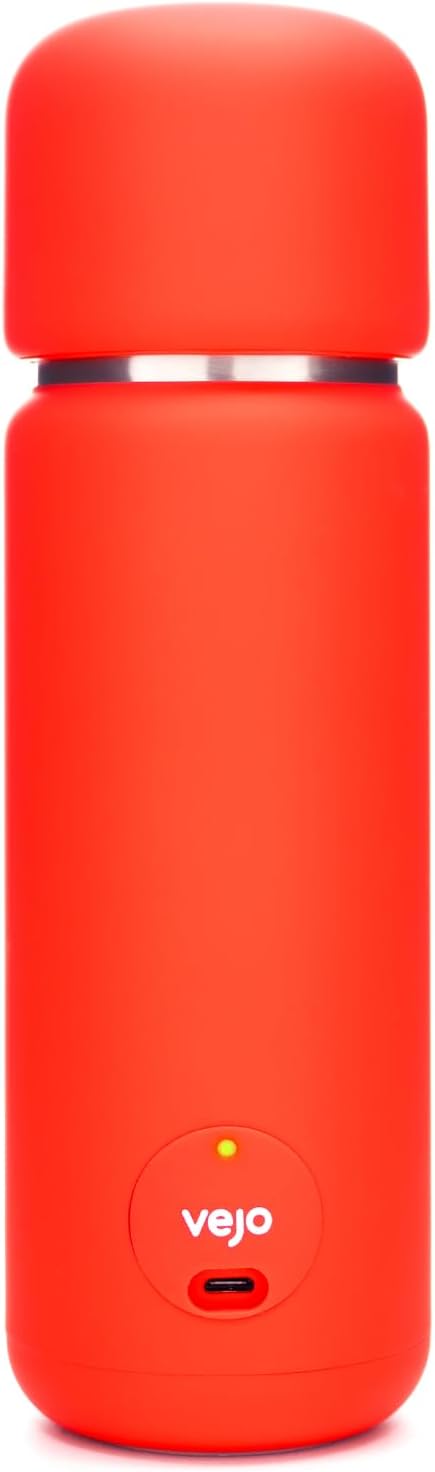 VEJO 12oz Electric Protein Shaker Bottle – USB Rechargeable Powder Mixer for Protein Shakes, Pre-Workout, Creatine | No Clumps, No Ball | 6-Blade Blending | BPA-Free | Gym Bag Travel Size | Red