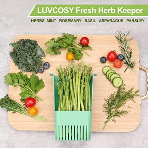 3 Pack Herb Keeper, BPA-Free Plastic Herb Saver with an Inner Basket for Cilantro, Mint, Parsley, and Asparagus, Keeps Fresh Herbs for 3 Times Longer