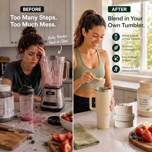 Richboyz Personal Size Blender Lid for 30oz & 40oz Wide Mouth Tumblers: Rechargeable Portable Smoothie Mixer for Protein Shakes, Gym & Travel - Image 4