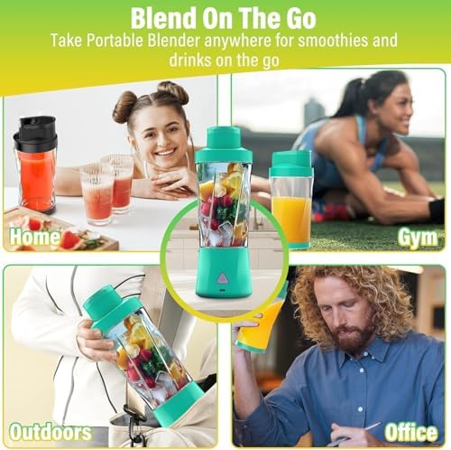 Portable Blender, 360 Watt Personal Blender for Shakes and Smoothies, Green - Image 3