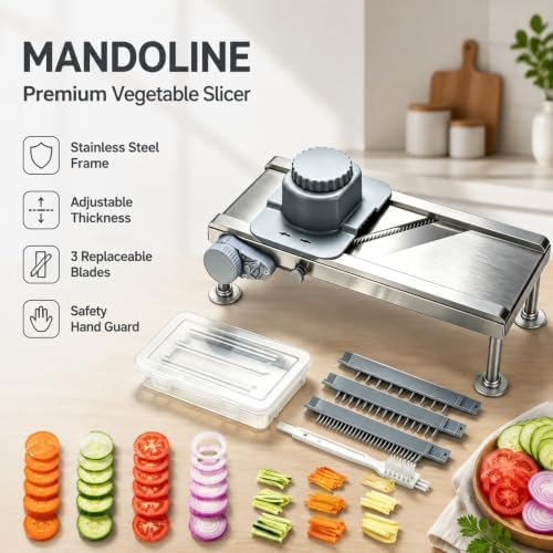 Goldtree Mandoline Slicer Adjustable Vegetable Onion Potato Food Cutter - Image 4