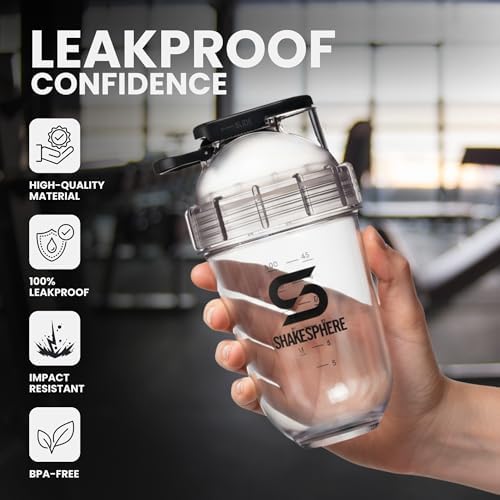 SHAKESPHERE 24oz Bladeless Protein Shaker Bottle Tumbler Tritan Clear Black - Image 4