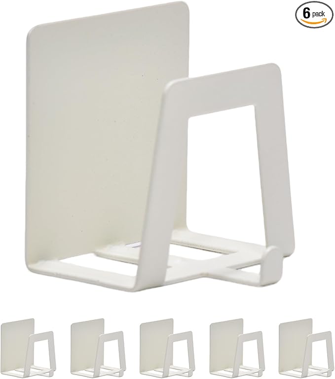 6 Pack Pot Lid Holders with Hook, Pot and Pan Hangers for Kitchen Inside Cabinet Wall Mount Rack Cabinet Door Lid Organizer, Save More Space, White