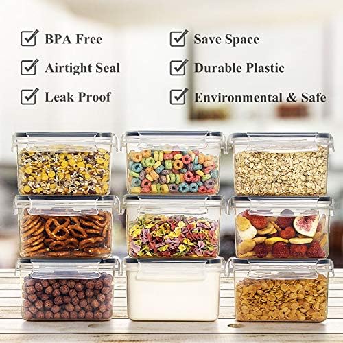 Airtight Food Storage Containers with Lids 0.8L, 16PCS, Black