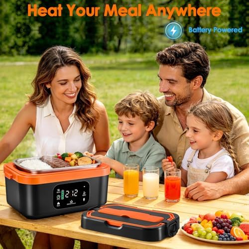 Portable Cordless Heated Lunch Box, 30000mAh, 5.7-Cup Food Warmer