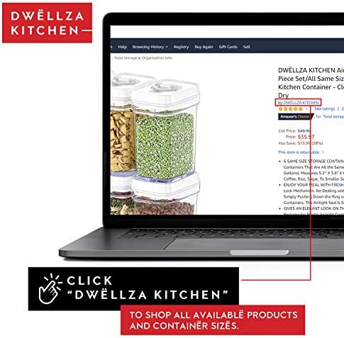 Airtight Food Storage Containers for Pantry With White Lids 1L - 6 Pack - Clear Plastic Air Tight Kitchen Containers Pantry Organization and Storage BPA-Free Keeps Food Fresh & Dry