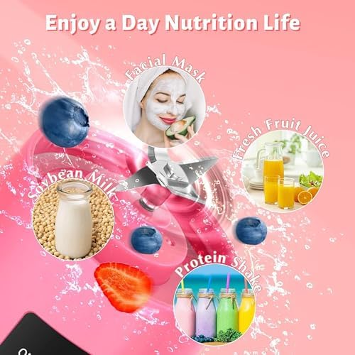 E&M's Portable Blender & Juicer Combo, USB Rechargeable, Pink, Mediam - Image 3