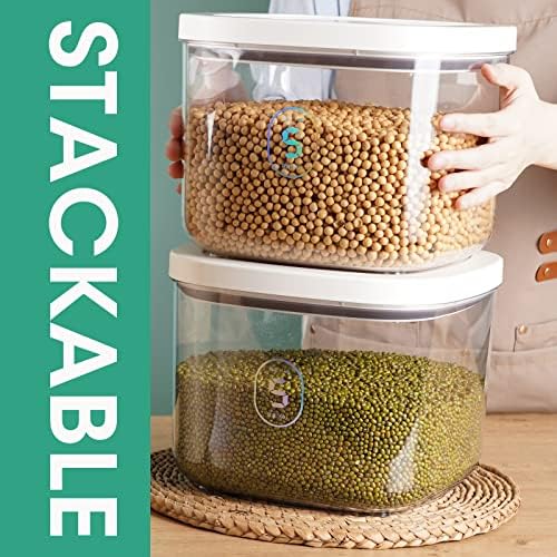 Airtight Rice Container 10 Lbs, Clear Plastic Food Storage Container Bin For Flour Sugar, Dry Food Holder with Easy Locking Lid for Kitchen Pantry Organization and Storage