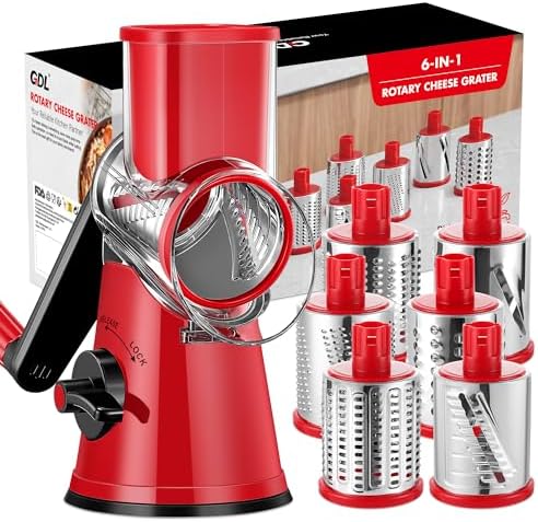GDL Cheese Grater Hand Crank, Rotary Cheese shredder, Vegetable Slicer by GDL