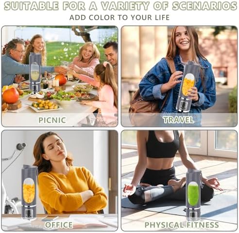 EASYSPEED Portable Blender Electric USB-C, 500ML Personal Juicer for Shakes, 12 Blades, 1500mAh Rechargeable, BPA Free, 18oz Small Blender with Leakproof Lid & Sip Spout, Mixing, Compact - Image 6