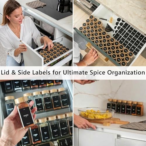 Spice Jars with Bamboo lids 36 x 4oz - Seasoning Jars +280 Labels
