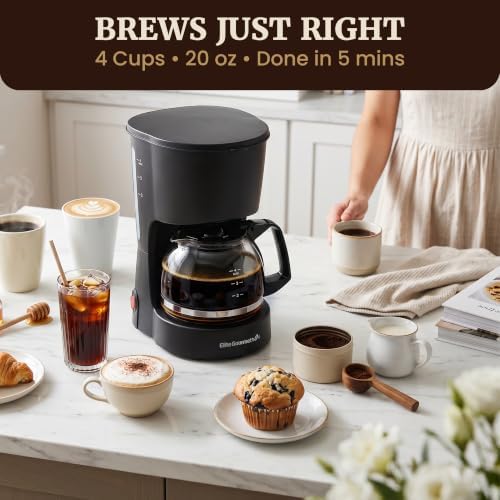 EHC4128 Automatic 4-Cup Drip Coffee Maker, Black