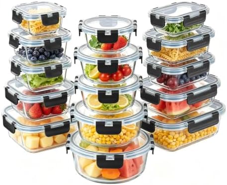 30Pack Glass Meal Prep Containers with Lids Set