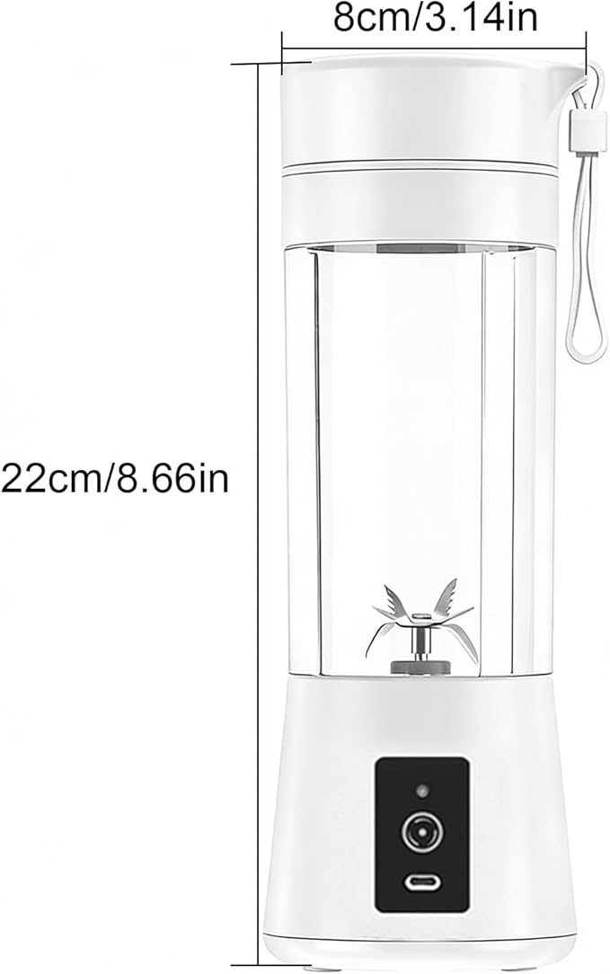 Portable Blender for Smoothies and Shakes, 2000mAh USB Rechargeable Personal Size Juicer Cup Electric Mini Blender with USB Rechargeable for Travel Sports Home Kitchen Office (White)