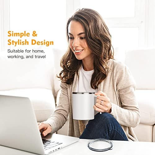 Self Stirring Mug, with Anti-Sedimentation Function, White, 12.2oz