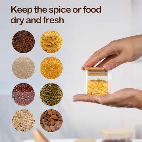 4oz/120ml Square Glass Spice Storage Containers with Lids 12-Pack