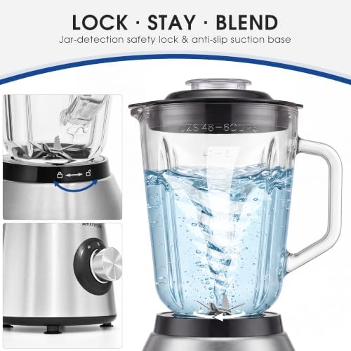 700W Blender with 50oz Glass Jar, Countertop Blenders for Kitchen - Image 4