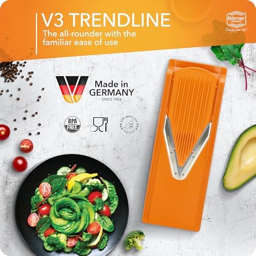 Mandoline Food Slicer Börner V3 (Starter Set) by Reston Lloyd • V-Slicer with Blade Storage & Safety Food Holder • Made in Germany • Fruit & Vegetable Chopper • Multiple Settings: Orange - Image 3