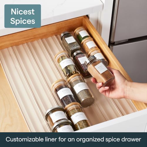 SpiceLiner Adjustable Spice Drawer Liner, 10ft Roll, Sandstone, Seasoning and Spices Bottle Organizer Insert
