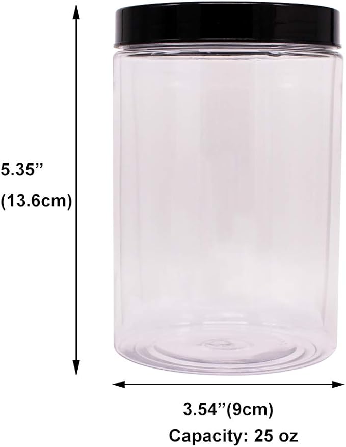 zmybcpack 8 Pack 25 oz Plastic Jars With Lids, Extra Labels, 1 Pen, Clear PET Seal Jar for Food Storage,Wide Opening Storage jar For Dry Food, Peanut, Powder, Kitchen & Craft Storage