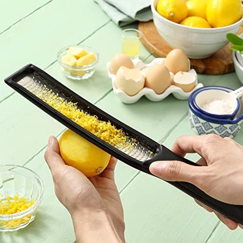 Professional Box Grater, Large & Premium Handheld Zester, Black - 2 Product Bundle