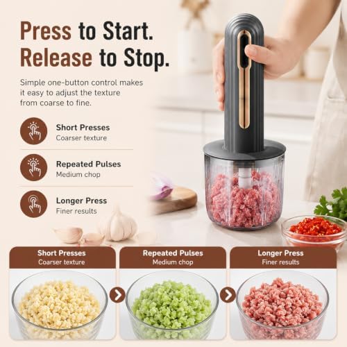 Home Use Wireless Electric Meat Grinder, Cordless Multifunctional Mini Electric Food Processor, Wireless Portable Kitchen Chopper for Minced Meat, Garlic, with 4 Cups & 2 Slicers (White) - Image 5