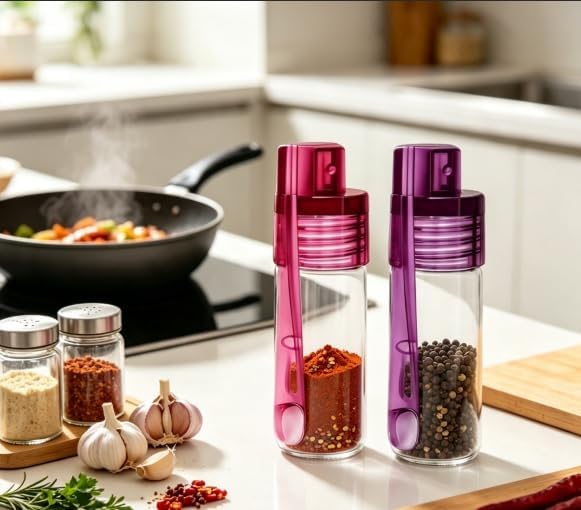 Glass Seasoning Jar Set with Spoon, 4 Pack Kitchen Spice Containers for Salt - Image 4