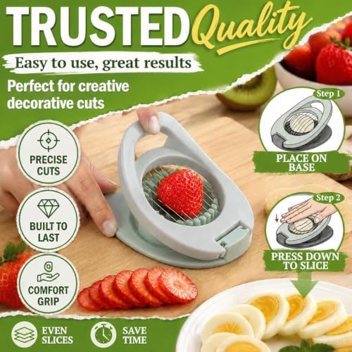 NOVANO Egg Slicer for Hard Boiled Eggs, Multi Function Stainless Steel Wire Egg Cutter, Egg Salad Maker, Fruit Slicer for Avocado, Strawberry, Kiwi Fruit - Image 5