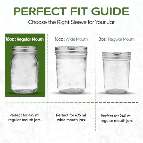 Mason Jar Silicone Sleeve, Regular Mouth 16oz, Spring Summer 5pk