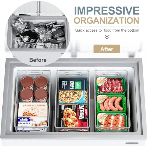 8 PACK Freezer Organizer Bins Fridge Organizers and Storage Stackable Refrigerator Organizers Bins with Side Handles Clear Storage Bins for Pantry, Under Sink, Kitchen Cabinet