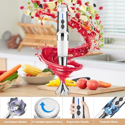Toogel 3-in-1 Cordless Immersion Blender, 21-Speed, 3-Angle Adjust, White - Image 5