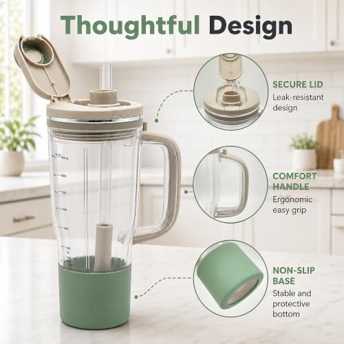 26oz Travel Tumbler for Ninja BlendBOSS Personal Blender (Stone Mint) - Image 5