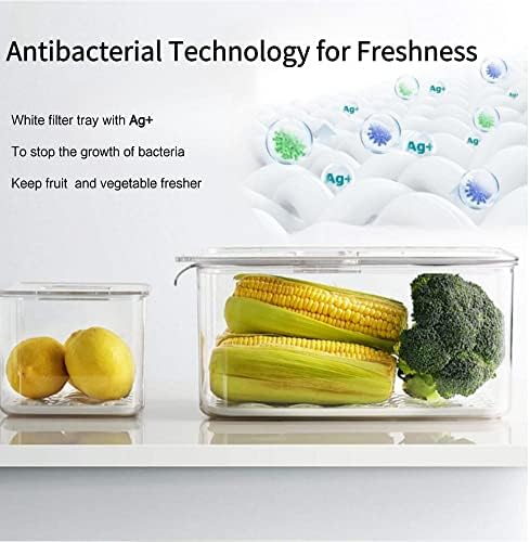 Fresh Produce Saver for Refrigerator, 3 Pcs Food Fruit Lettuce Keeper Containers, Salad Vegetable Storage Organizers Stackable, BPA-free Stay Fridge Storage Containers