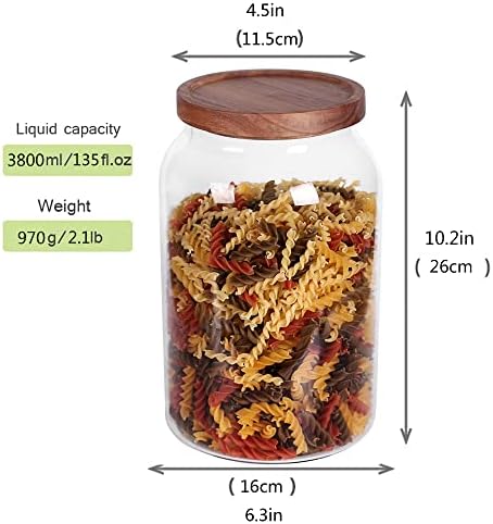 1 Gallon Glass Jar with Airtight Lid and Anti-Skid Bottom for Dry Food Storage