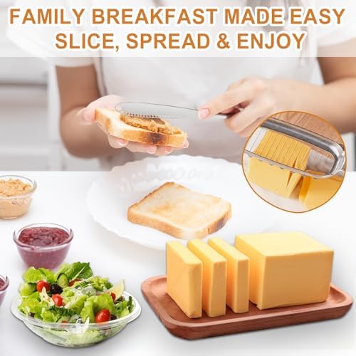 Stainless Steel Butter Slicer Cutter with 2 Butter Knives – Hand Held Ergonomic Butter Cutter for Stick Butter & Soft Cheese, 3 in 1 Easy Butter Spreader Knife for Cold Butter Slicing & Spreading - Image 6