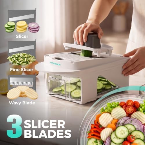 HAUSHOF All-in-1 Vegetable Chopper and Mandoline Slicer,13 Blades - Image 5