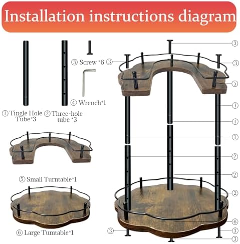 2 Tier Lazy Susan Organizer,2-Tier Spinning Spice Rack with Stable Carousel Base & 4 Height Settings for Cupboard Kitchen Countertop Dining Table Cupboard (Petal Shape)