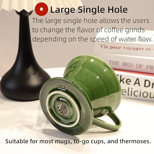 Ceramic Pour Over Coffee Dripper 01 with 50 Pack Filter, Green
