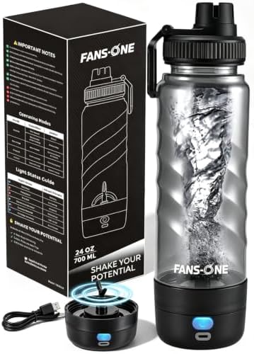 FANS-ONE Electric Protein Shaker Bottle, 24 oz Shaker Cups-No Clumps, Black by FANS-ONE