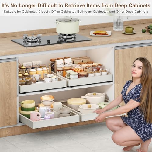 Pull out Cabinet Organizer,14"-21"W,17"-24"D,Expandable,Adhesive