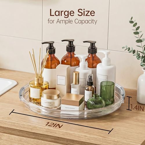 12 in Lazy Susan Turntable, 4 Pack Clear Spice Rack, Organizer Storage