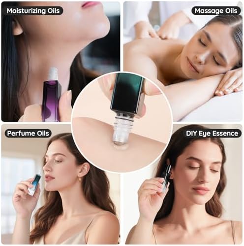 Segbeauty 0.34oz 5pcs Travel Empty Glass Roll on Perfume Bottles Refillable, 10ml Travel Size Essential Oils Roller Bottles with Dropper, Mini Liquid Containers for Eye Essence Bottle Small Containers - Image 6