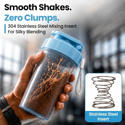 Travel-Friendly Small Shaker Bottle for Protein Shakes, Supplements: 2-Pack - Image 3
