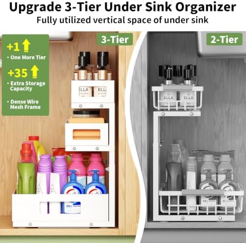 Under Sink Organizer,3-Tier Heavy Duty Pull out Cabinet Organizer Shelf