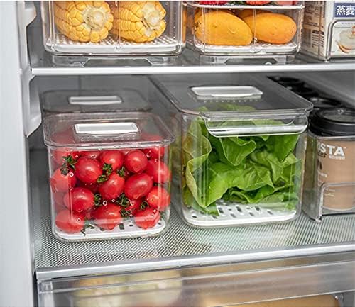 Food Storage Containers Produce Saver with Lids, Stackable Refrigerator Freezer Organizer Bins with Removable Drain Tray, Fridge Fresh Keeper for Veggie, Berry, Fruits, Vegetables 3 Pack